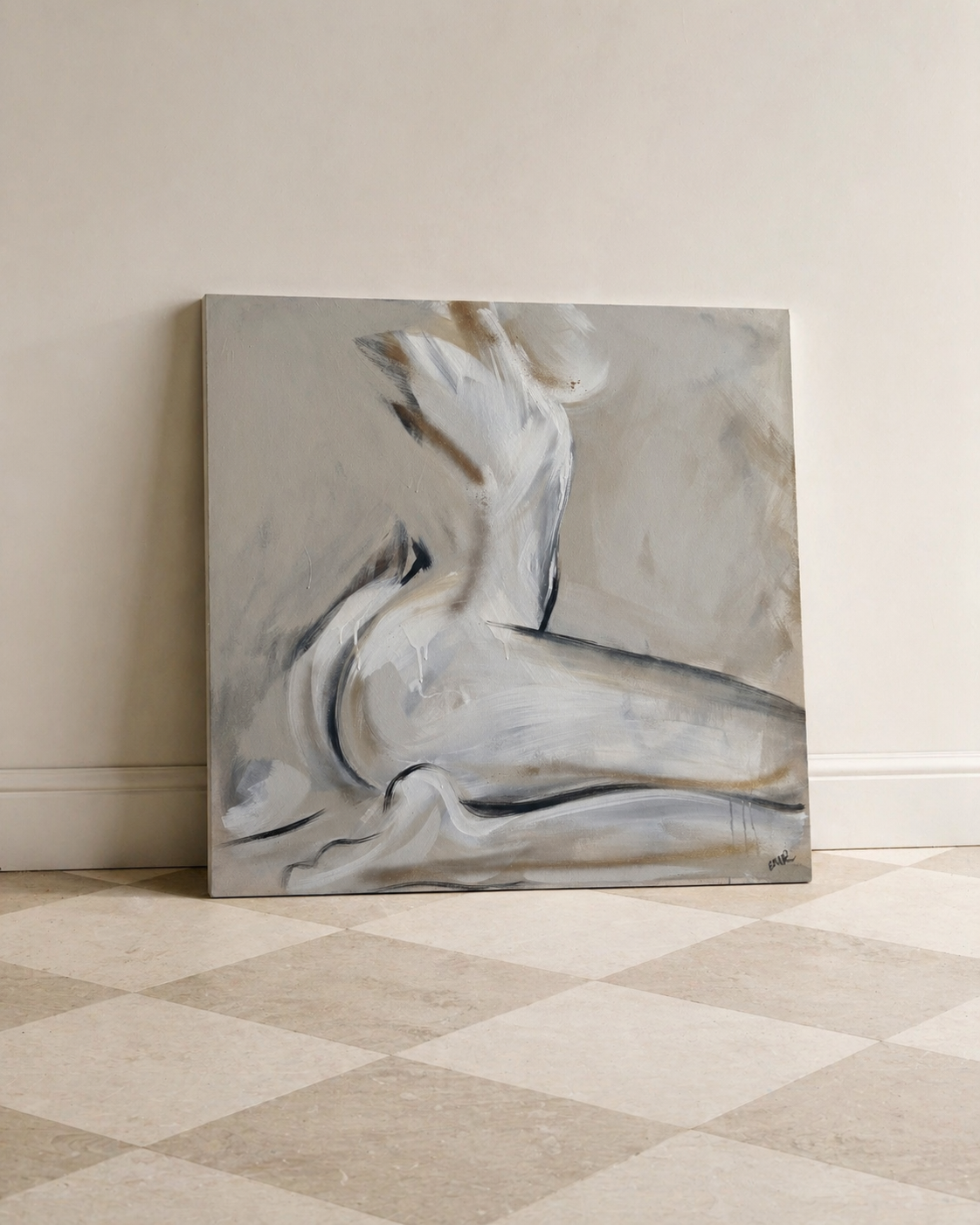 a layered, textured hand painted artwork by artist Briony May Richardson (studioBMR) british Artist - creating figurative and sensual artwork on canvas