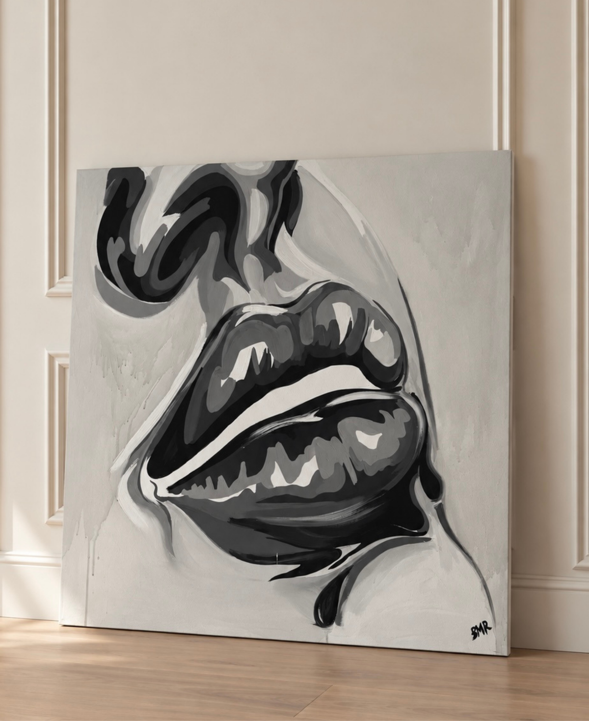 Neutral contemporary abstract large figurative painting of a female face and lips in monochrome/ black and white.
Bespoke artwork
Commissioned artwork
Custom Artwork
Custom painting for home
Hand painted wall art
Large original paintings for living room
Large statement artwork
Bespoke abstract art
Bespoke art for interiors
Original paintings for living room
Original art for interiors
Custom artwork for interior designers
Luxury wall art for interiors
Artwork for interior Designers
