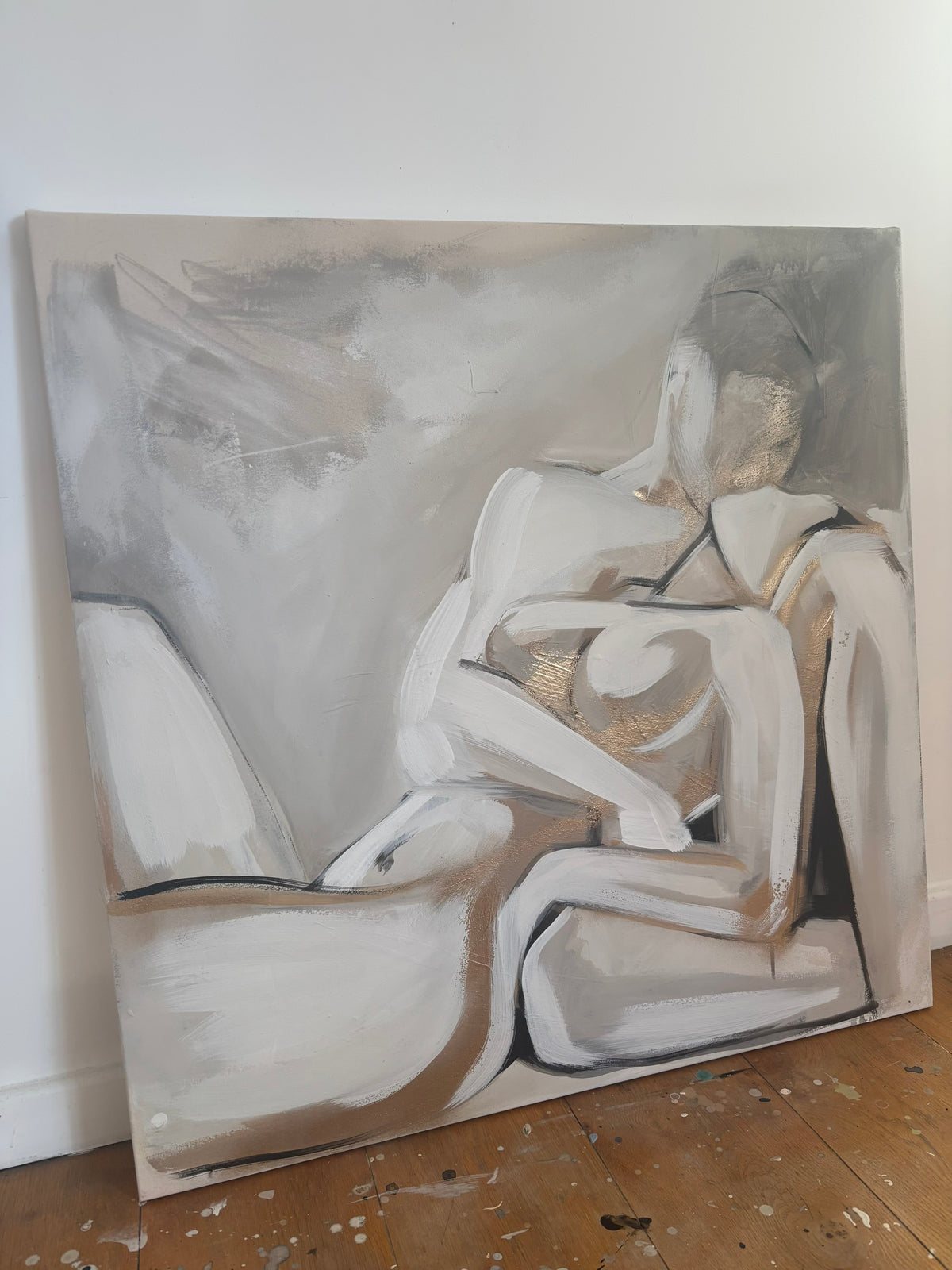 Abstract painting of a man and woman painted in neutral tones, white, grey, taupe and beige. on a wooden floor with a white wall background
Bespoke artwork
Commissioned artwork
Custom Artwork
Custom painting for home
Hand painted wall art
Large original paintings for living room
Large statement artwork
Bespoke abstract art
Bespoke art for interiors
Original paintings for living room
Original art for interiors
Custom artwork for interior designers
Luxury wall art for interiors
Artwork for interior Designers