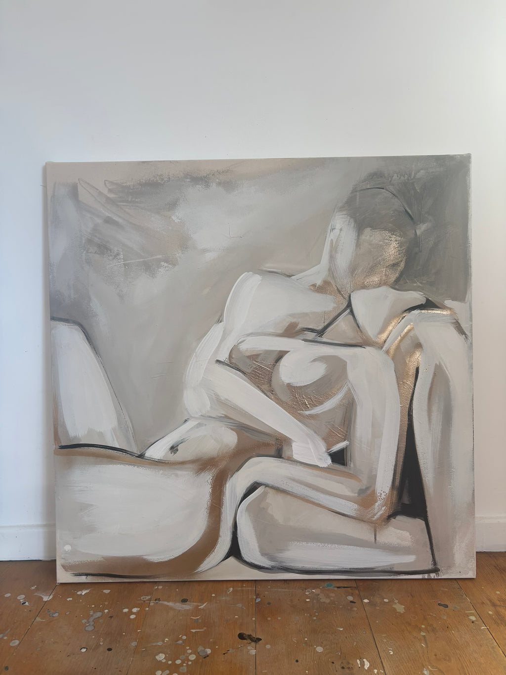 Abstract painting of a man and woman painted in neutral tones, white, grey, taupe and beige. on a wooden floor with a white wall background
Bespoke artwork
Commissioned artwork
Custom Artwork
Custom painting for home
Hand painted wall art
Large original paintings for living room
Large statement artwork
Bespoke abstract art
Bespoke art for interiors
Original paintings for living room
Original art for interiors
Custom artwork for interior designers
Luxury wall art for interiors
Artwork for interior Designers
